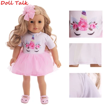 

18 Inch Girl Doll Clothes Unicorn Mermaid Costume Skirt Lace Dress For American Newborn Baby Toys Fit 43 cm Rebron Baby dolls