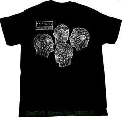 Топы с круглым вырезом рубашки Kraftwerk Musique Non Stop роботы черная футболка синтезатор поп Devo