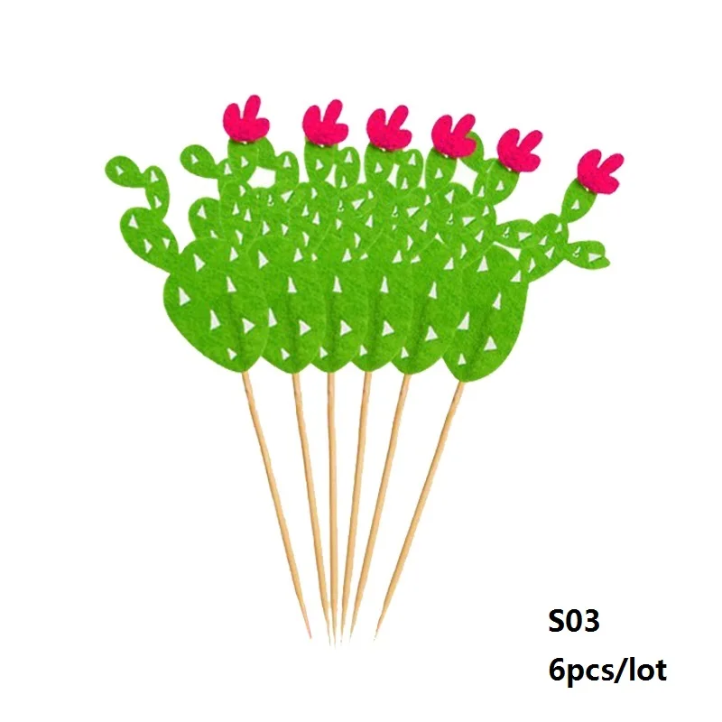 6/8 шт. прелестные фетровые кактус торт Топпер кекс Палочки для Одежда для свадьбы, дня рождения торт украшения на Рождество, для дома, для выпечки 8Z - Цвет: S03