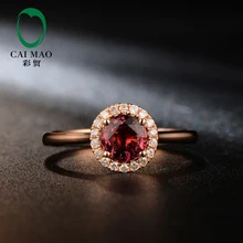 Натуральный набор бриллиантов 5,6 мм круглая огранка 0.67ct красный турмалин обручение 18 К розовое золото горячая Распродажа кольцо