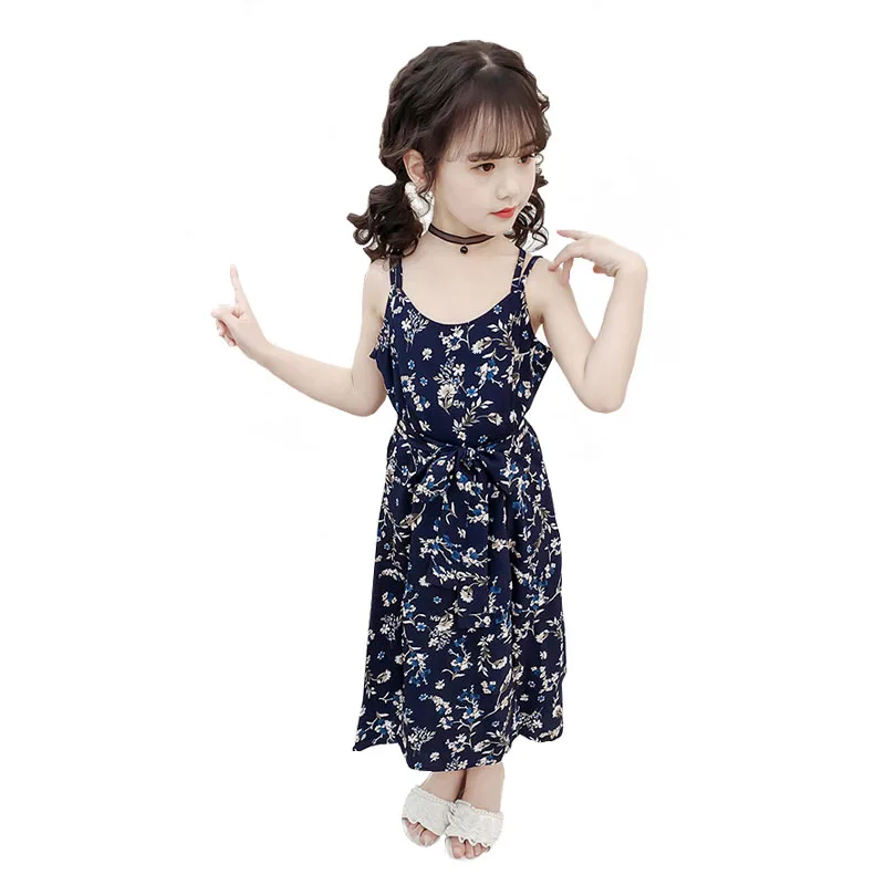

Girls Dress Summer 2019 Sling Floral Beach Dresses Children Clothing Sleeveless Chiffon Kids Girls Clothes 4 6 8 10 12 13 Years