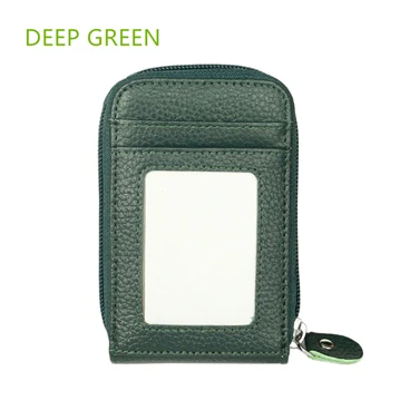 deep green Коровья кожа женский бизнес-держатель для карт красный/фиолетовый/зеленый/кофе/коричневый/розовый Rifd Кредитная карта кошелек женский кредитный/ID держатель для карт - Цвет: deep green