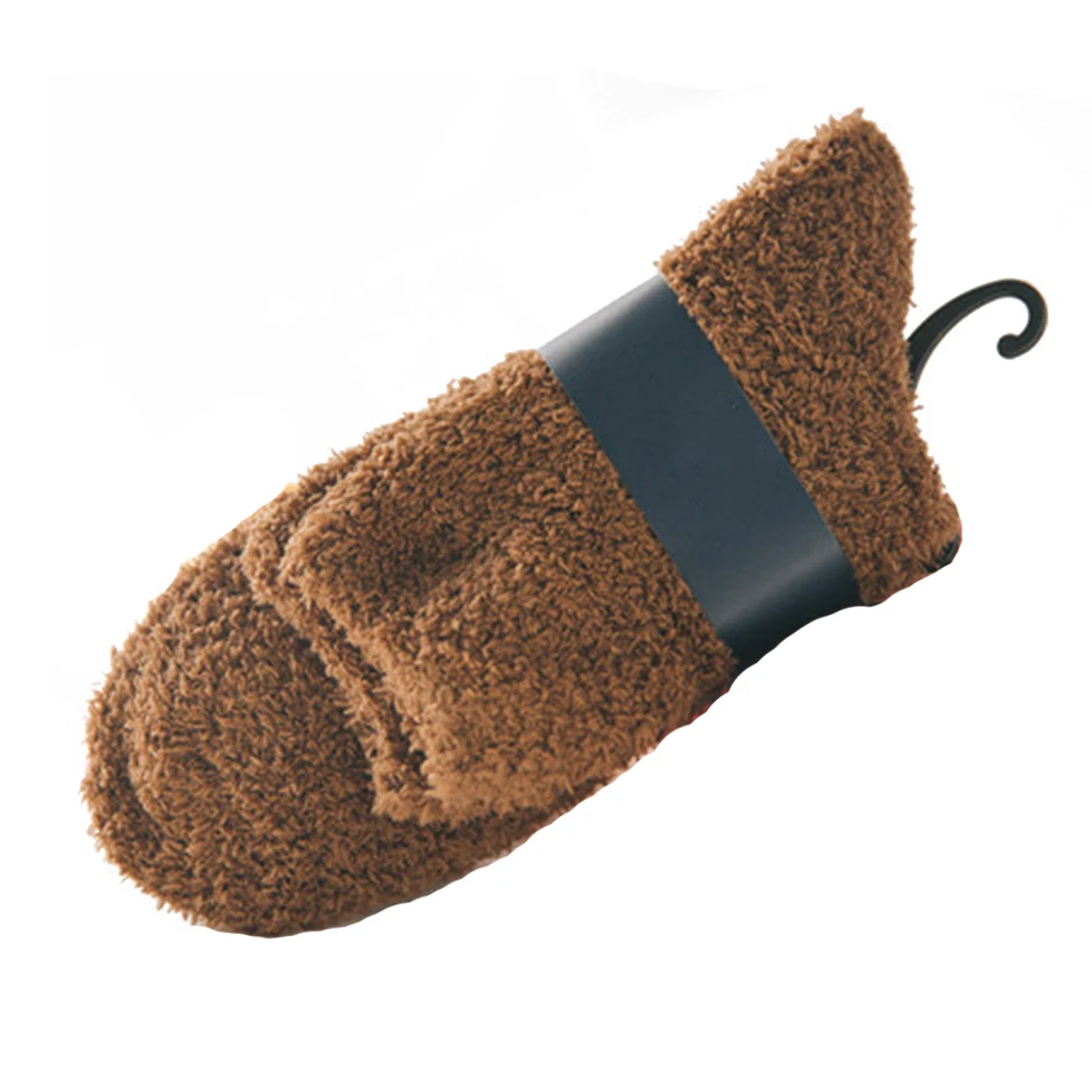 1 Pair of Men Coral Fleece Ankle Socks Warm Thick Floor Socks Fluffy