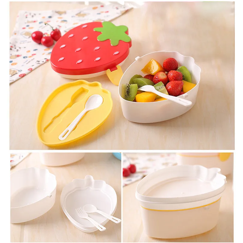 Cute Cartoon Strawberry Lunch Box Food Container Storage Box Portable Kids Student Lunch Box Bento Box Container new #25j16 (10)