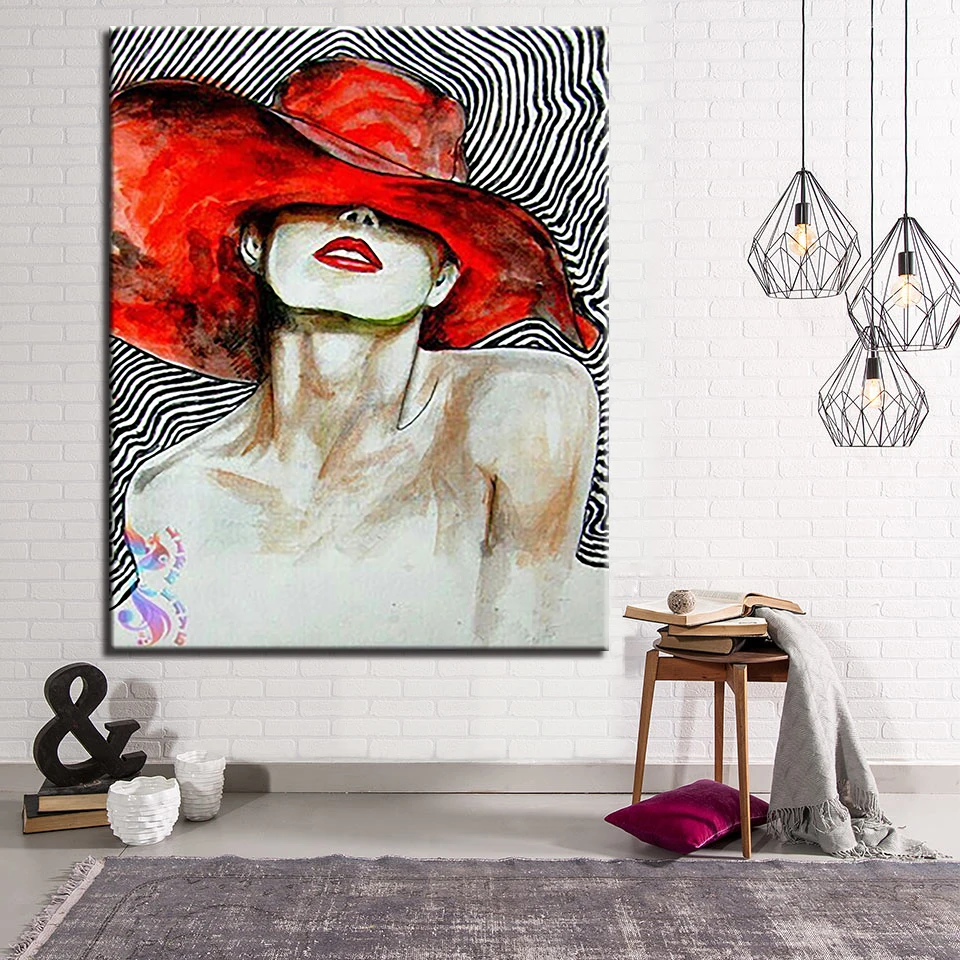 Framework By Numbers DIY Digital Acrylic Paint Pretty Red Hat Girl