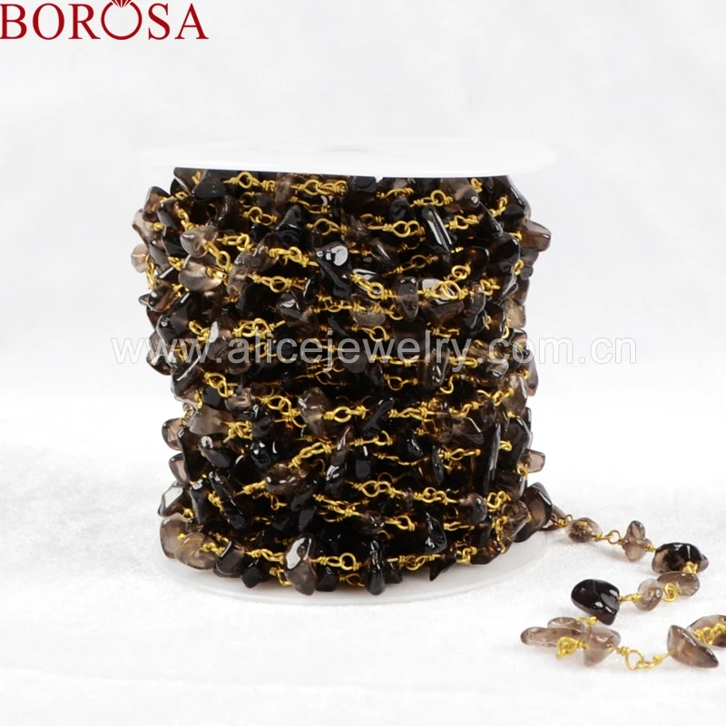 BOROSA Мода четки цепи черный кристалл Druzy чипы бисера форма цепи золото/серебро/латунь цепочки и ожерелья JT055