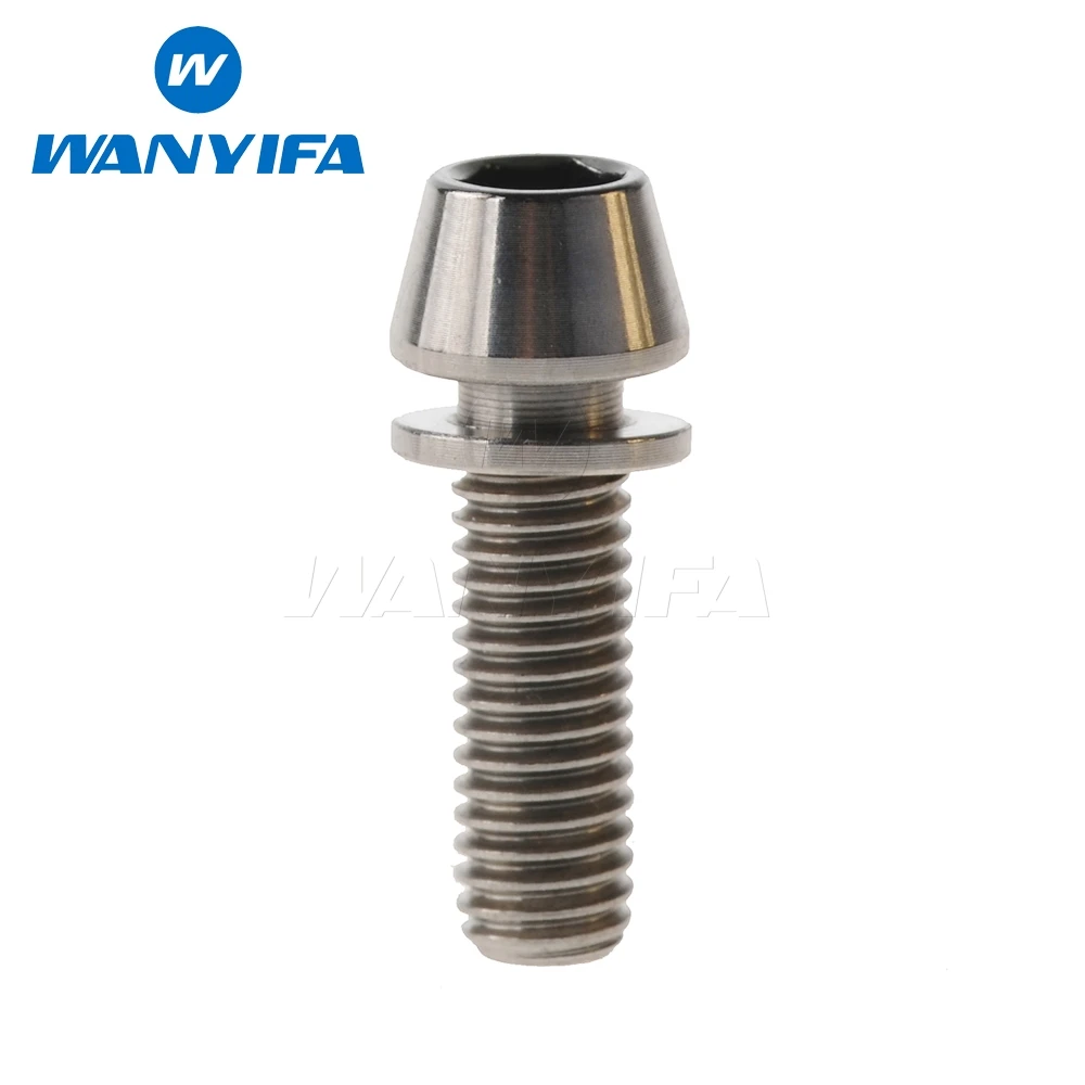 Титановый "Wanyifa" Ti M5x16mm M5x18mm M5x20mm для Велосипедный вынос руля шестигранного конические головки болта с шайбой - Цвет: Серебристый