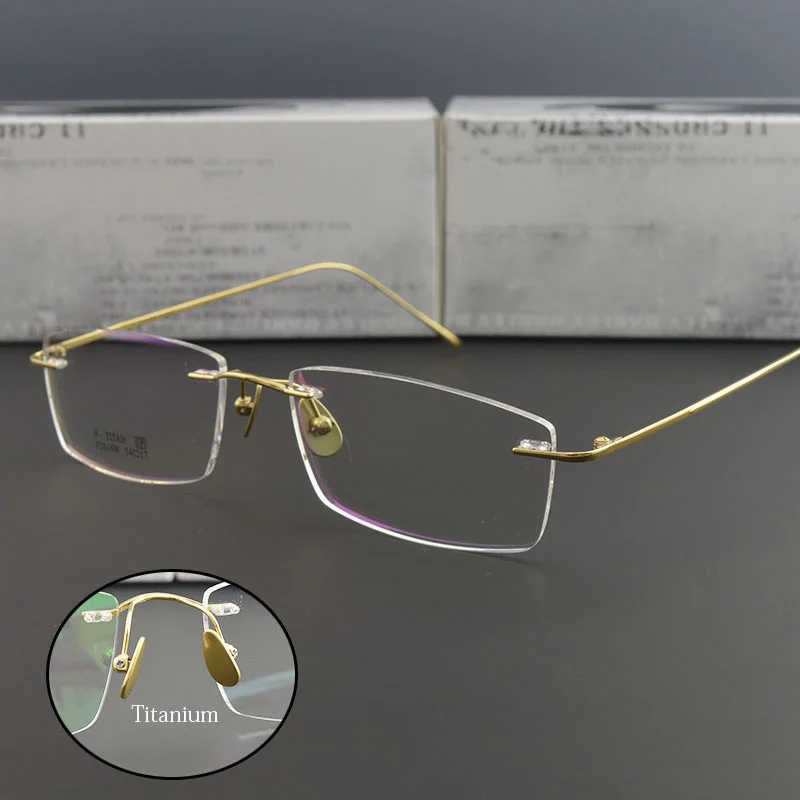 

B Titanium Rimless Business Eyeglasses Frame Men Prescription Eye Glasses for Men Frameless Myopia Optical Glasses Frame Eyewear