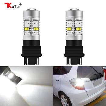 

Katur 2x T25 Double Contact 3157 LED 6000K White Orange Turn Brake Lights Reverse Lamp Car Tail Bulb Two Modes