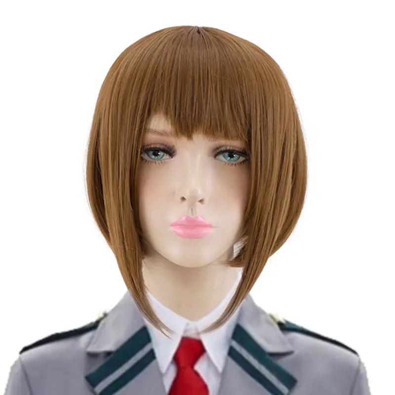 

HSIU NEW High quality Uraraka Ochako Cosplay Wig My Hero Academia Costume Play Wig Halloween Costumes Hair Boku no hero academia