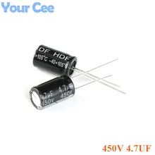 20 шт., электролитные конденсаторы, высокая частота 450V 4,7 мкФ 10X17 мм Алюминий электролитический конденсатор с алюминиевой крышкой