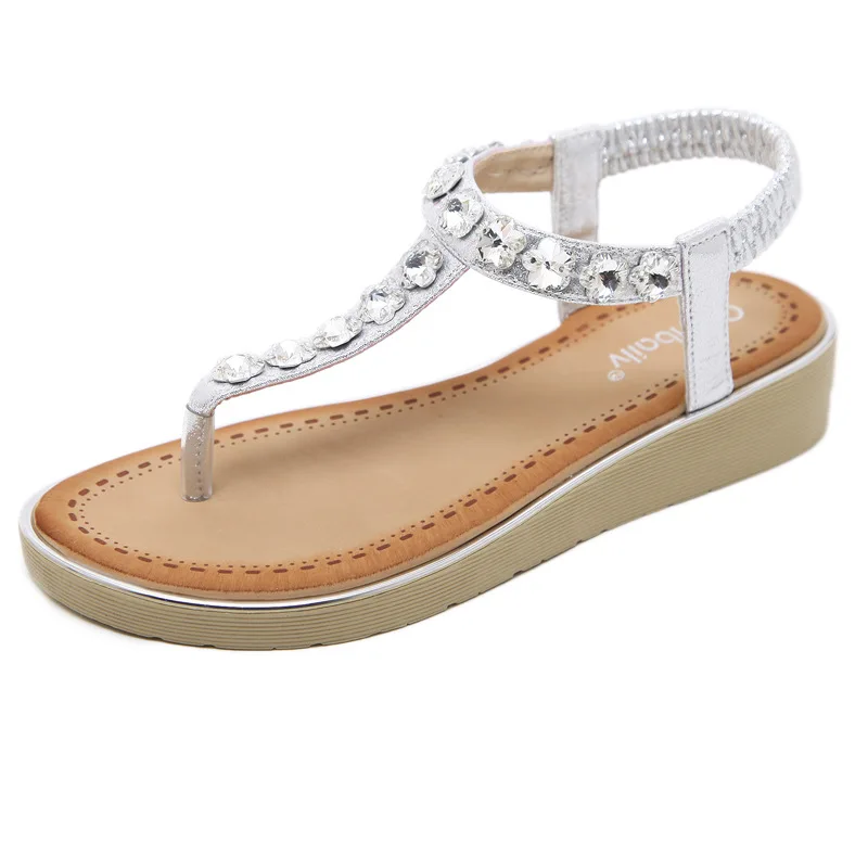 

New Flat Sandals Women Summer Shoes Woman ladies Beach Sandals Rhinestone Sandalias Gladiator Wedges Platform Shoes Plus Size 42