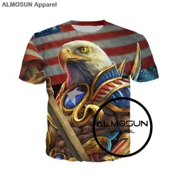 ALMOSUN Warrior Eagle 3D Принт футболки в хипстерском стиле, короткий рукав лето Hawk уличная одежда футболка для мужчин и женщин американский размер