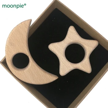 

10PCS Teether MOON STAR unfinished beech wooden teethers pacifier new farther mother baby nursing necklace sgs NIGHT EA165