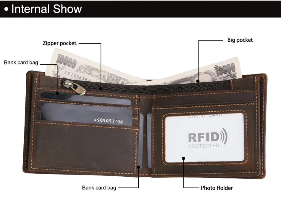 Новинка, мужские короткие кошельки с блокировкой RFID, Ретро стиль, коровья кожа, натуральная кожа, мужской кошелек, цена в долларах, кошелек для монет, маленький кошелек, Portomonee HB56