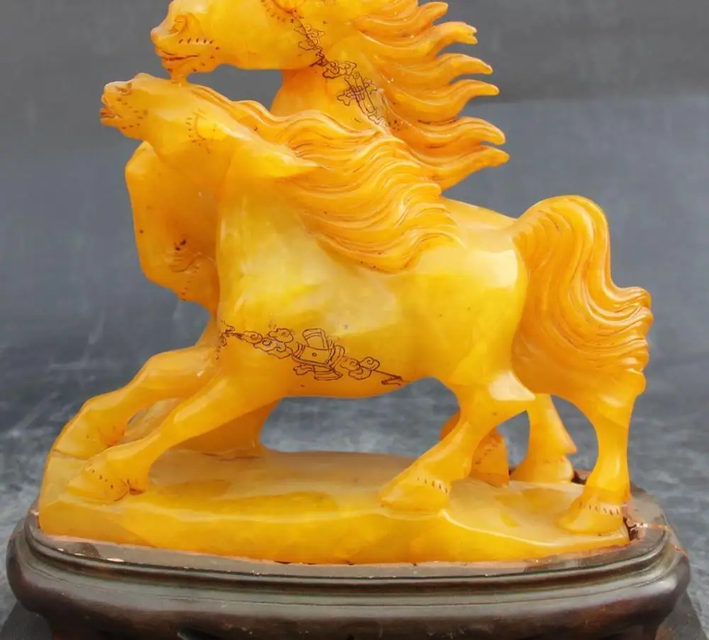 

10" Noblest Natural Shou Shan StoNE agalmatolite Sucessful Horse Horses Statue