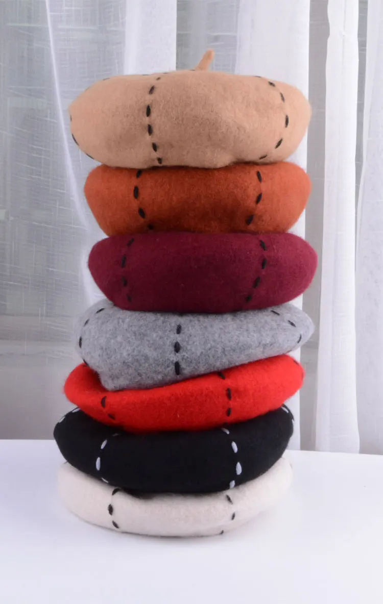 beret women winter french red black wool beret hat women french hat female beret women beret hats women winter  (3)