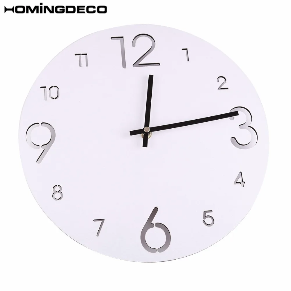 

Homingdeco 30cm European Style Round Wall Clock Non-Ticking Slient Livingroom Wall Clocks Hanging Clock Home Decor - White