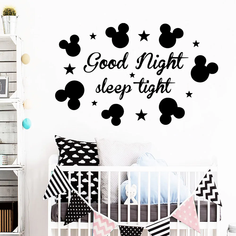 

3D good night Wall Stickers Modern Fashion Wall Sticker For Kids Rooms Background Wall Art Decal