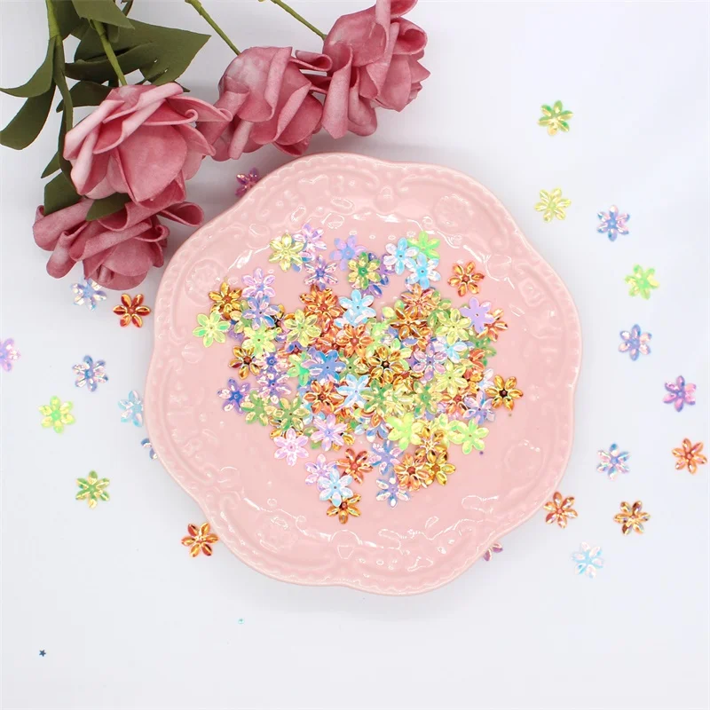 

Mixed Colors 15mm Flowers Shape Sequins PVC Flat for DIY Scrapbooking Card Making Craft Decorations
