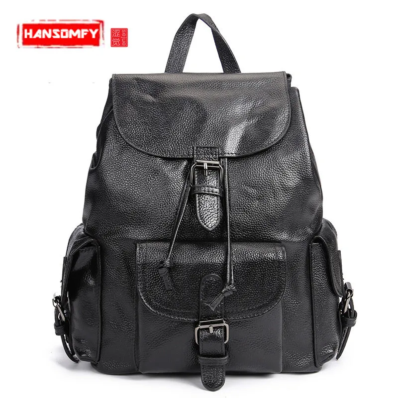 

New Genuine leather Women Backpacks Korean version of the wave of shoulder bags simple leisure travel school bag backpack