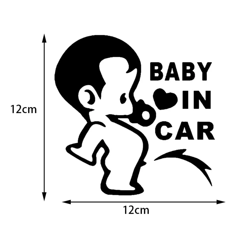 1212CM BABY IN CAR Cute Fun Loving Child's Personality Car Stickers Motorcycle Decals Car Styling BlackSilverlaser (1)