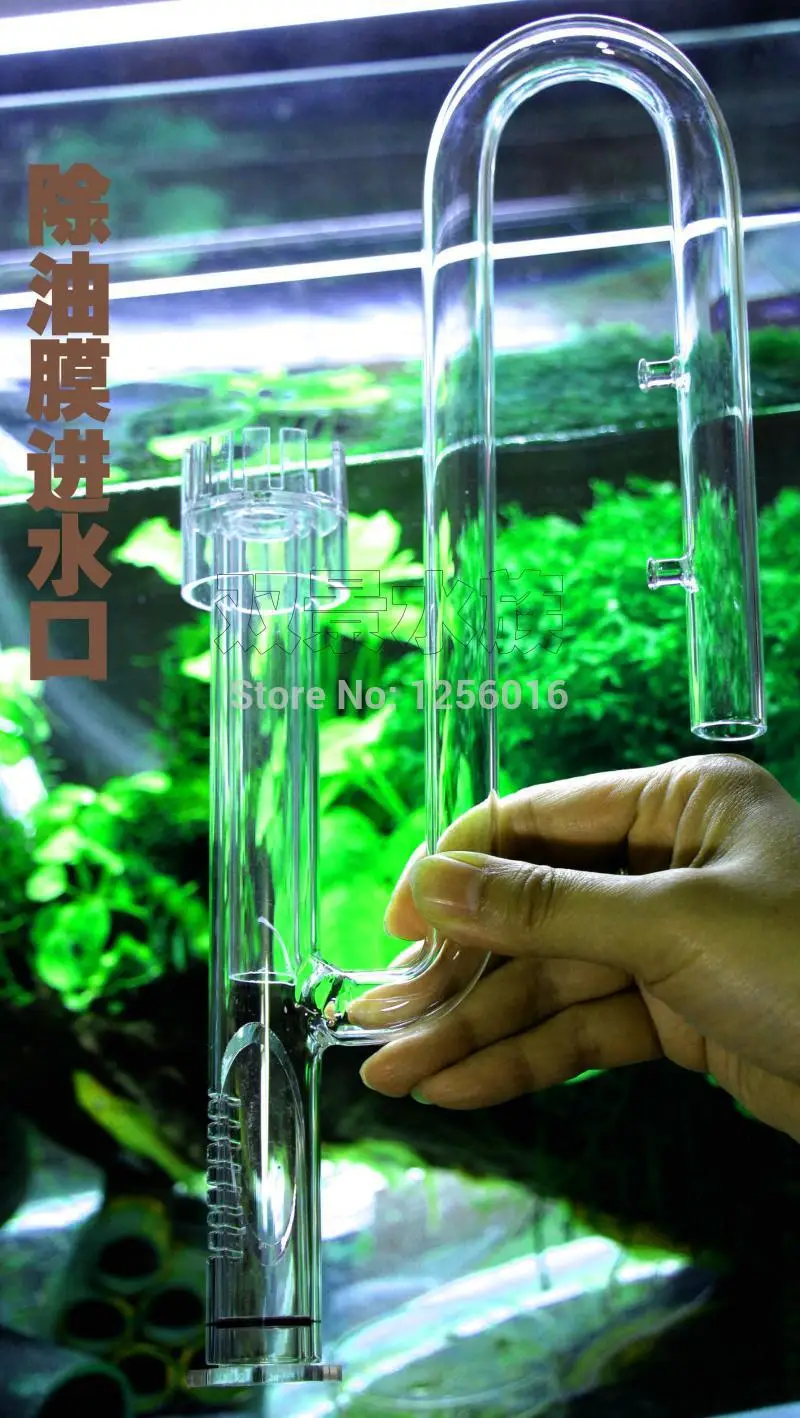 Glass Water Surface Oil Skimmer Aquarium Plant Filter Inflow Pipein