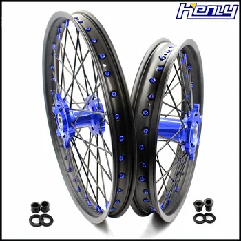 

21/18 Motorcycle Rim Enduro Wheels Set For SUZUKI DRZ400 2000-04 DRZ400E 2000-07 DRZ400S 00-2018 DRZ400SM 2005-2018 Blue Nipple