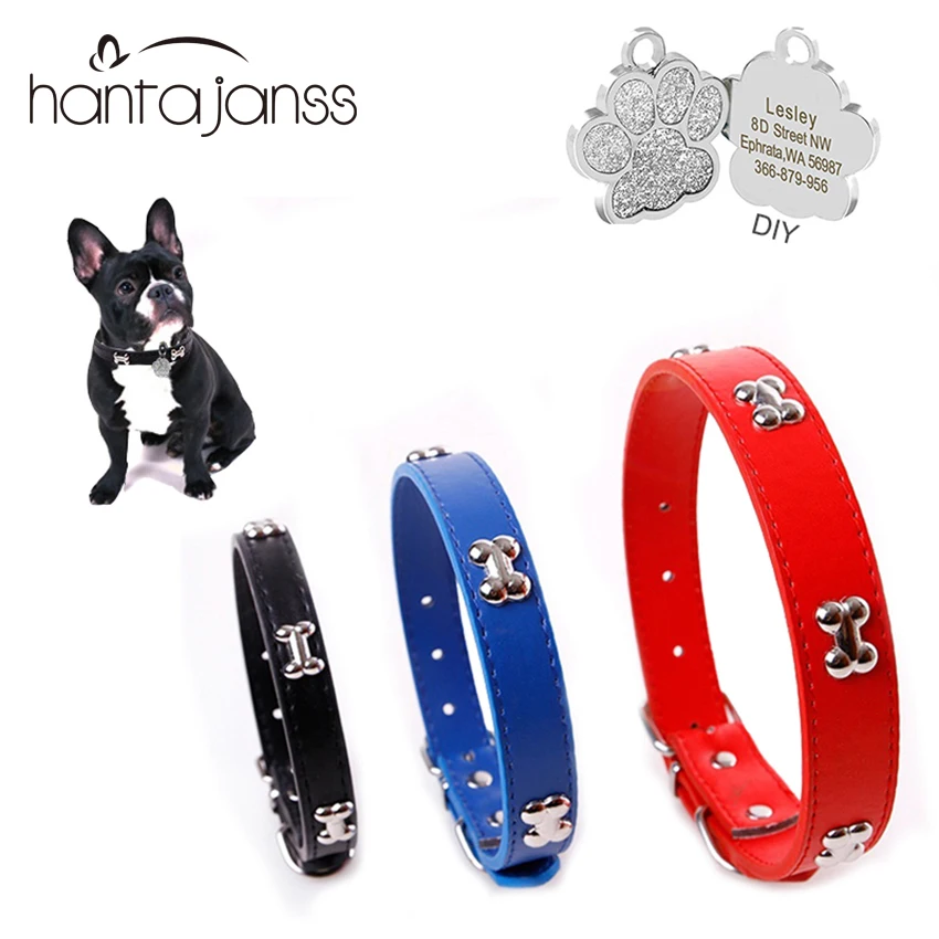 

Bone Leather Durable Pet Dog Collar Pet Supplies Accessories Neck Strap Collar For Dog Puppy Pug Collars For Small Large Dogs