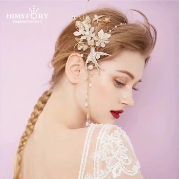 

Himstory Romantic Accessories Cute Gold Leaf Flower Hairclips Wedding Crystal Birds Hairpins Bridal Headpiece Hair Accessories