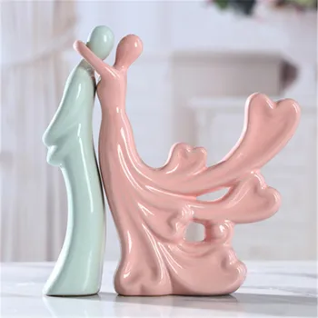 

Nordic kawaii couple lovers ceramics crafts people ornaments Home Decor art character statue figurines room decorations