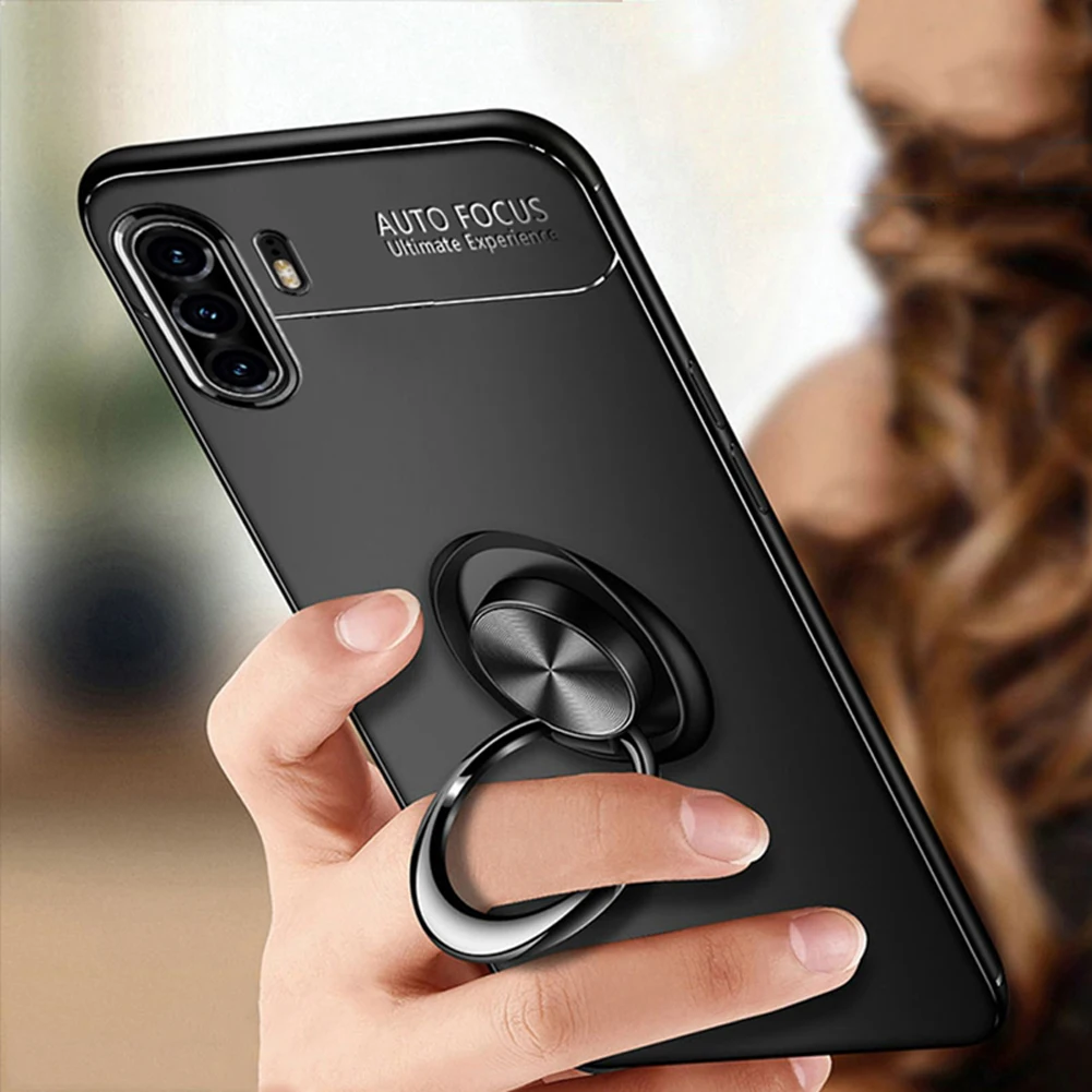 

For Huawei P20 P30 Pro Mate 20 Lite Ultra Thin Slim Shockproof Magnetic Ring Stand Holder Soft Silicone Phone Back Case Cover