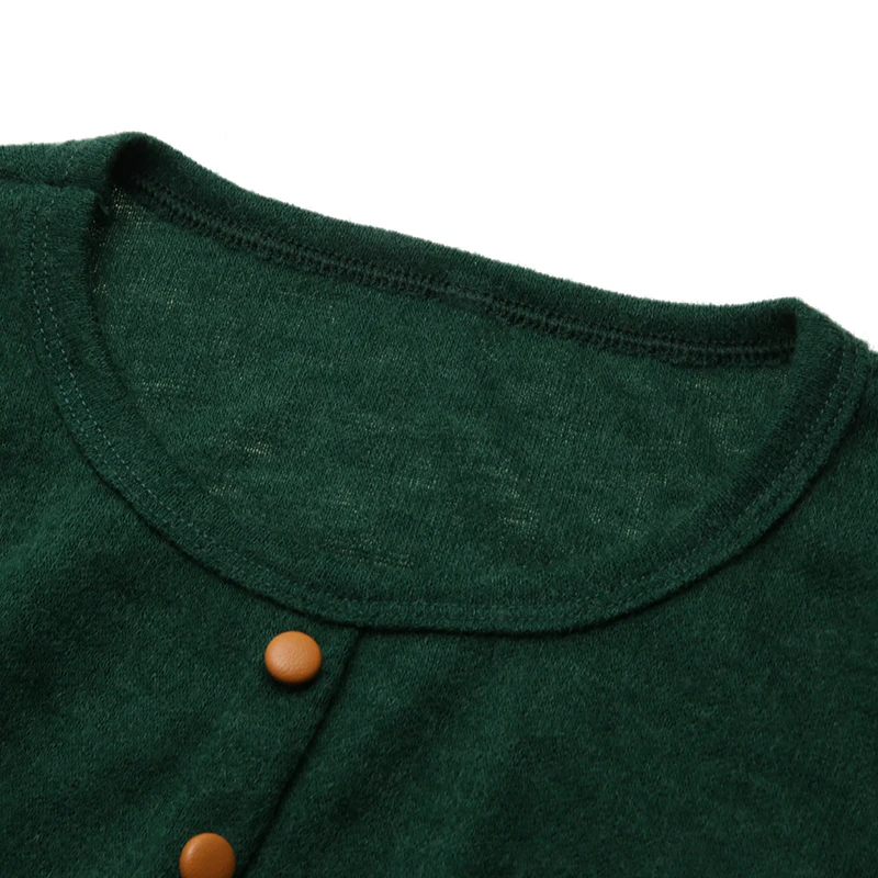 Black/Green 2017 Hot Sale Autumn Winter Dress Women's Long Sleeve Knitted Button Dress Ladies Casual Party Dress  With Belt