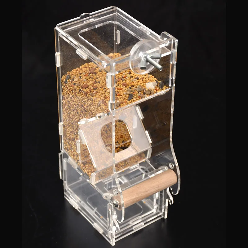 

Acrylic Automatic Bird Feeder Pet Feeding Device Seed Food Container Bird Cage Accessories For Parrot Parakeet Canary