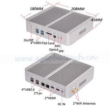 

Eglobal Intel NUC mini pc I7 5500U Thin Client Mini computer casing with 2*HDMI 2*Lan 4GB RAM+ SSD TV BOX Windows