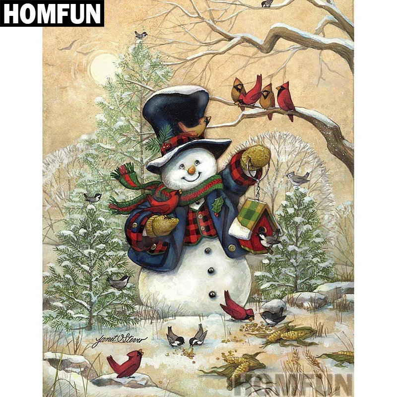 Алмазная живопись HOMFUN Рождественский Снеговик вышивка крестиком из