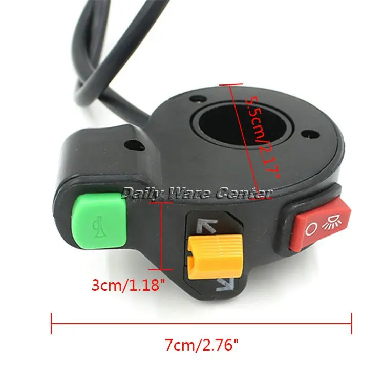 Motorcycle Scooter Quad ATV Horn Turn Signal Headlight Lamp Switch 7//8inch