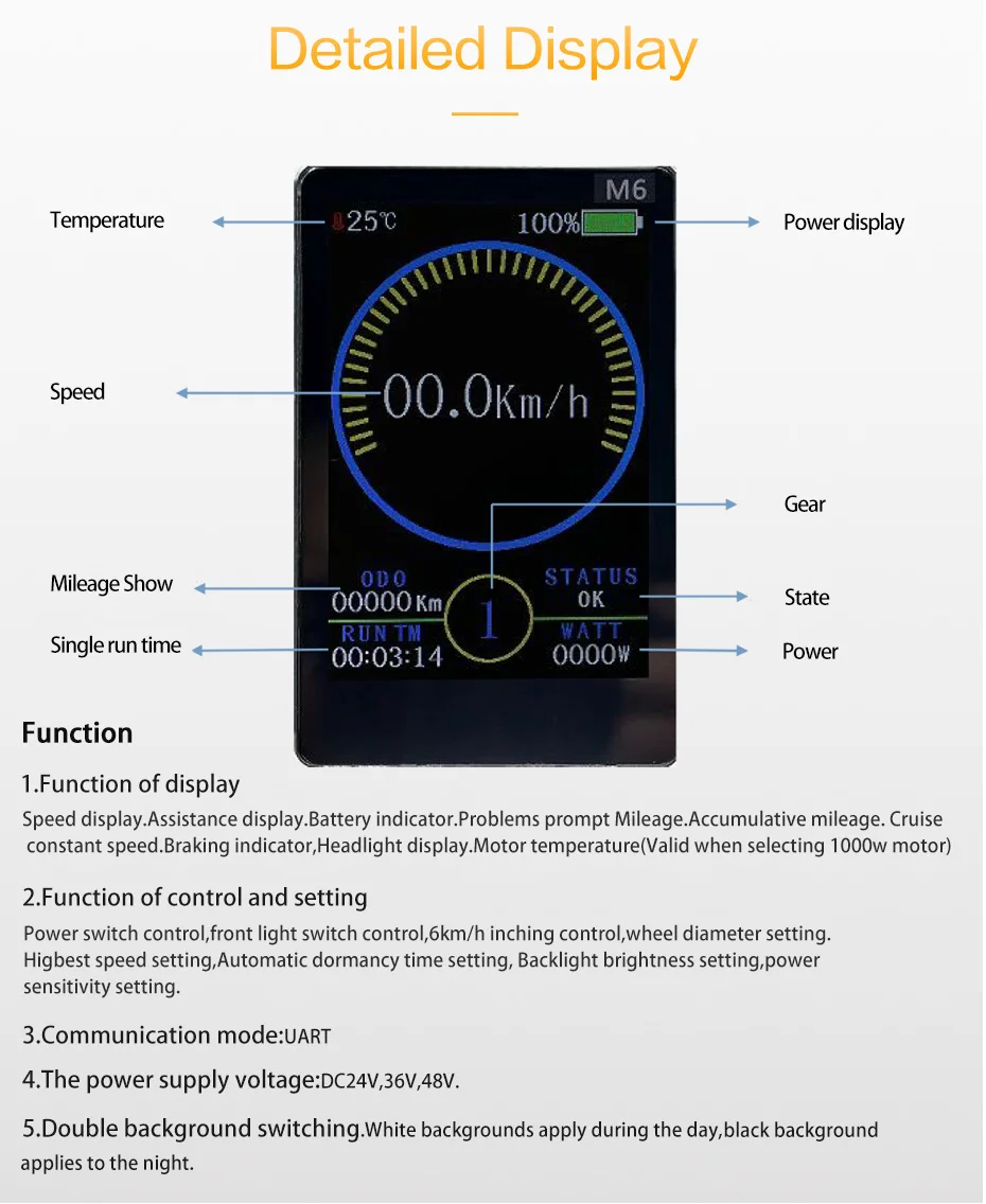 Best 36V 48V LCD Electric Bike Display In Motion on the Handlebar Waterproof Connector Control Panel Cycling Parts Accessory Battery 1