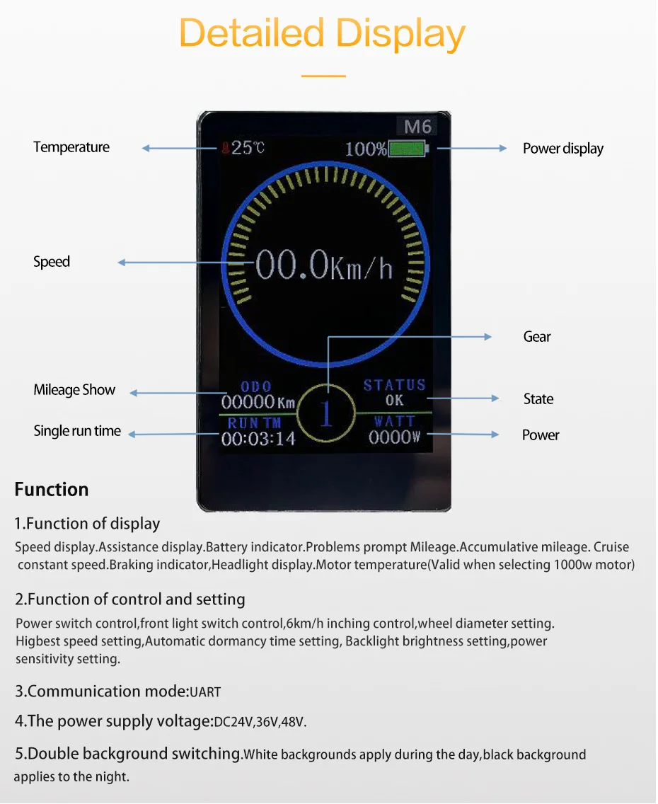 36 В 48 В ЖК дисплей Электрический велосипед дисплей в движении на руль водонепроницаемый разъем панель управления Велоспорт Запчасти аксессуар батарея