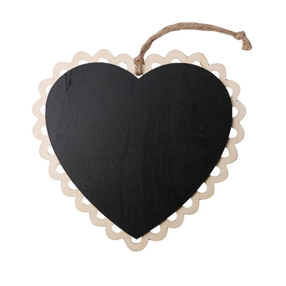 10 шт. компактные Меловые панели в форме сердца доска для сообщений знаки Висячие доски для сообщений для свадьбы