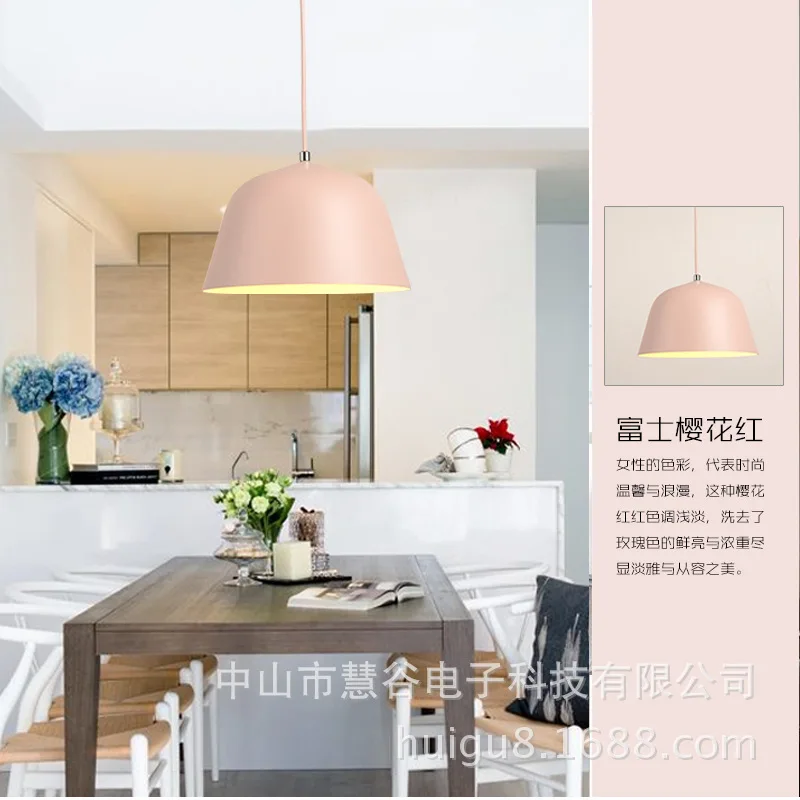 

modern brief creative E27 colorfulf iron pendent lamp for dining room Demark designer single head bedside indoor lighting A182