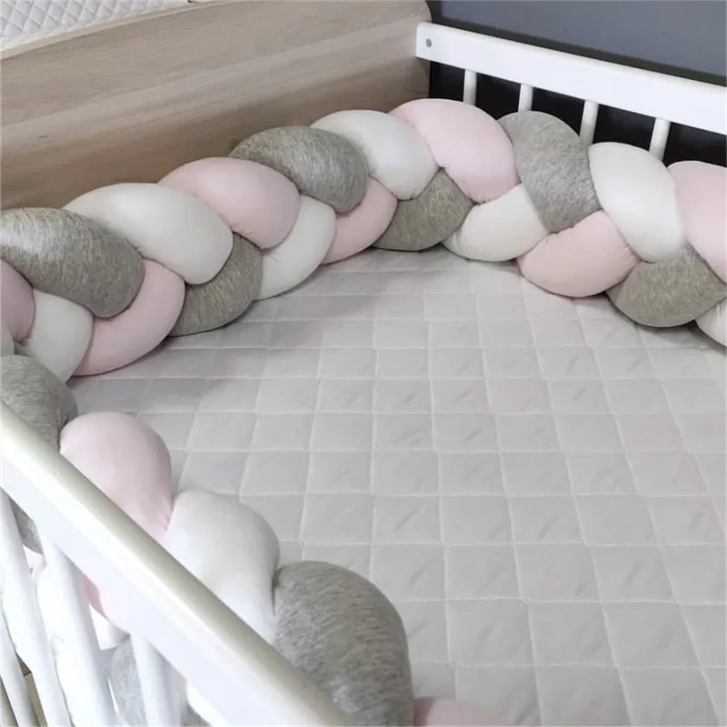 1M/2M/3M Baby Bumper Bed Braid Knot Pillow Cushion Bumper for Infant Bebe Crib Protector Cot Bumper