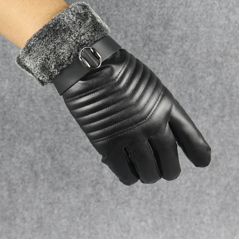 2018 горячая Распродажа Для мужчин из искусственной кожи Сенсорный экран перчатки Модные Черные толще Guantes полный анти-скольжения пальцев
