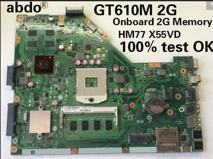 Abdo gt610m 2G HM77 bga2g память X55VD Материнская плата asus X55V X55VD материнская плата для ноутбука ПК rev.2.2 ТЕСТ ОК