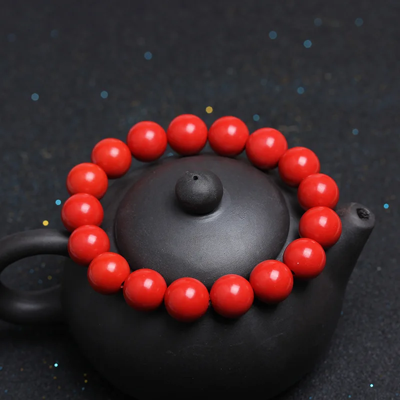 Vintage Natural 8/10/12/14mm Red Cinnabar Zinnober Round Ball Beads String Jewelry Bracelet For Men Women