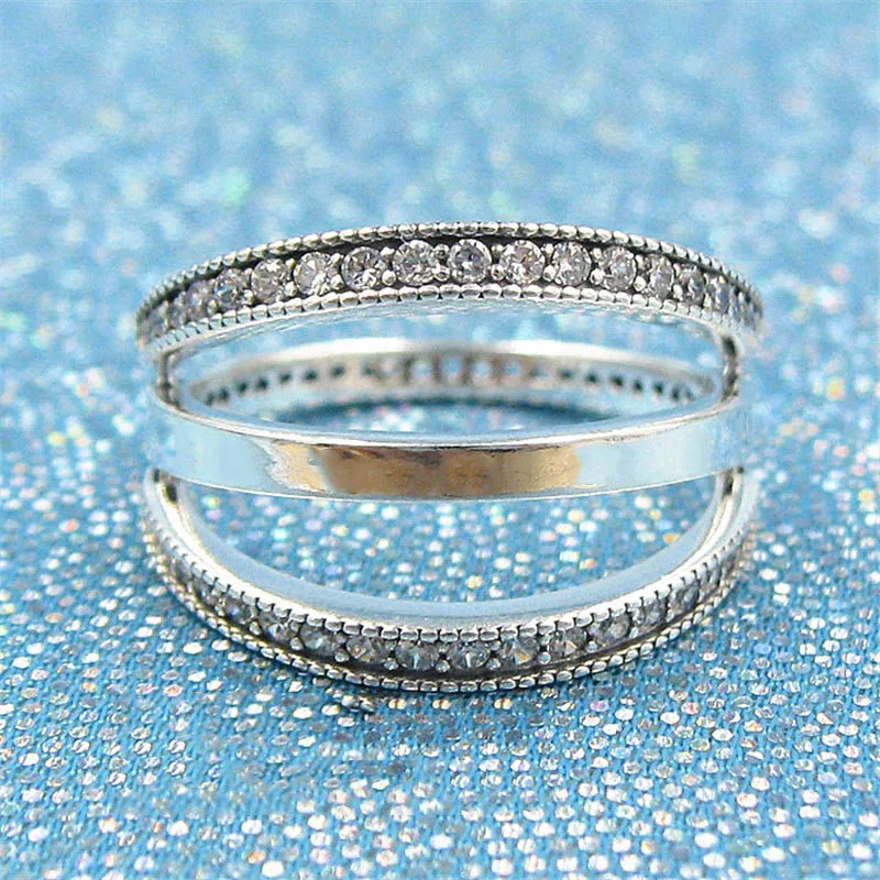 

100% 925 Sterling Silver 1:1 197404CZ REVERSIBLE HEARTS OF RING Personality Romantic Jewellery For WOMEN