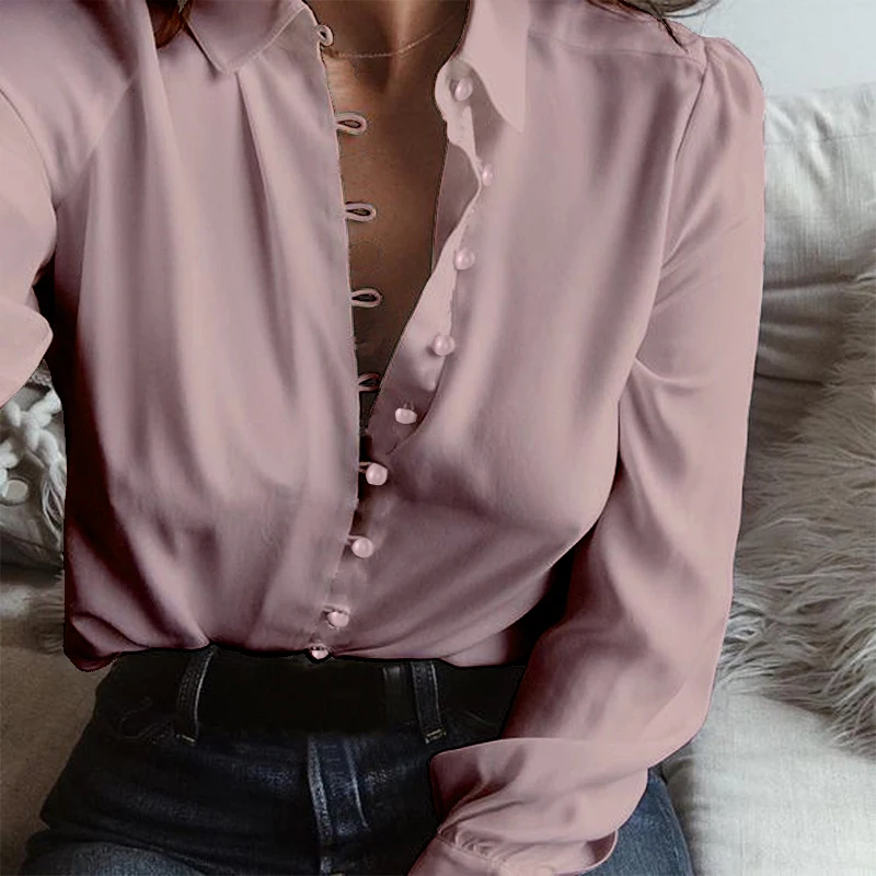 Business Shirt Blouse Sexy Top Fashion Long-Sleeve ZANZEA Women Elegant Pullovers Buttons