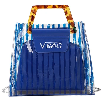 

Transparent Pvc Jelly Beach Bag Ladies Handbag Large Capacity Shoulder Bag Swimsuit Collection Bag Portable Waterproof Handbag