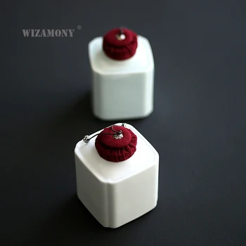 

Promotion!!!WIZAMONY chinese tea caddy Red Cover Small crude pottery canister container for puer tea little tea storage chests