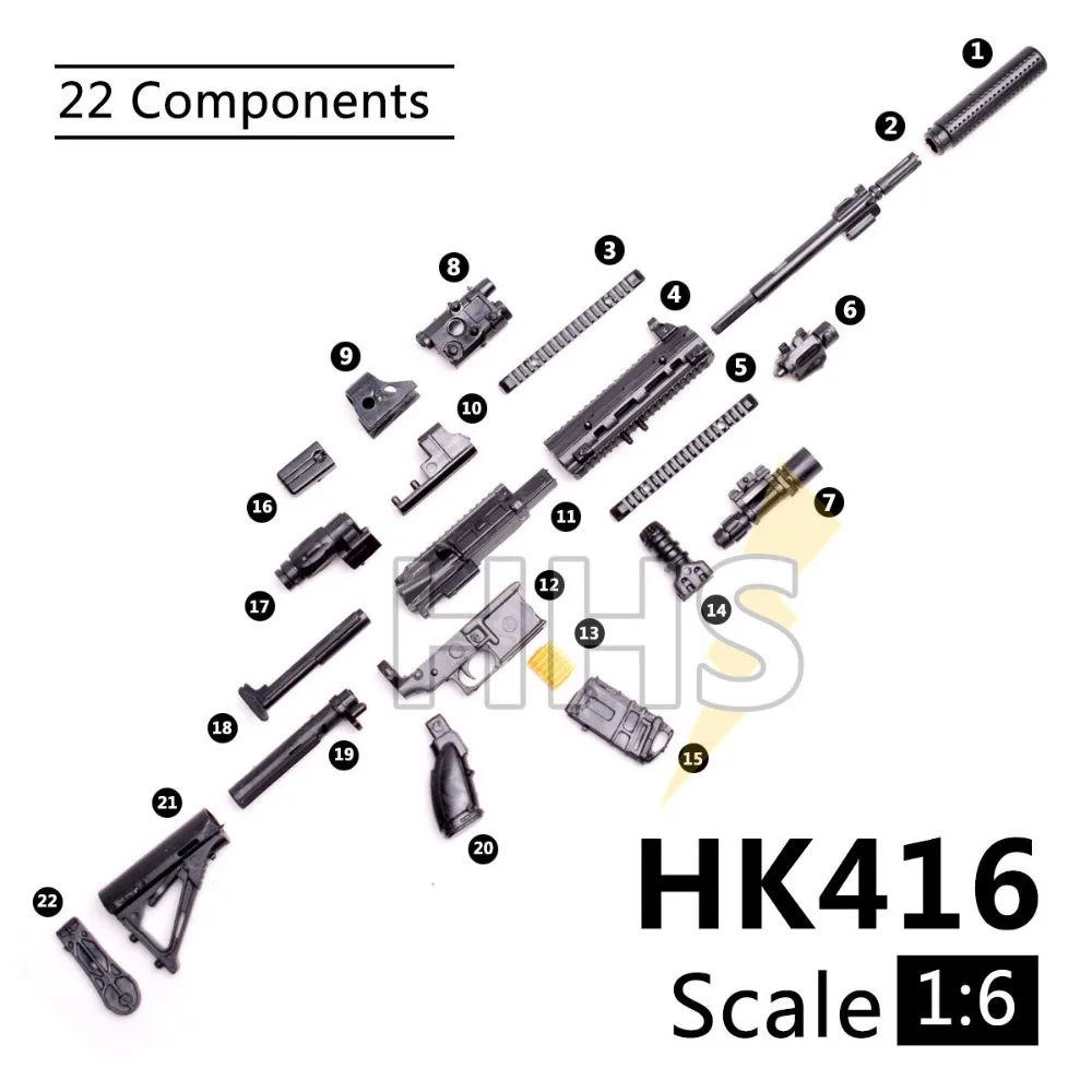 1:6 1/6 масштабные сборные фигурки винтовки HK416 модель ружья 1/100 части и компоненты солдат можно использовать для Bandai Gundam модель игрушки